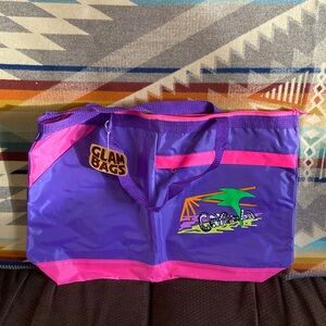 Vintage 1990s Glam Bags Beach Duffle Diaper Travel Gym Bag Neon Pocket Straps